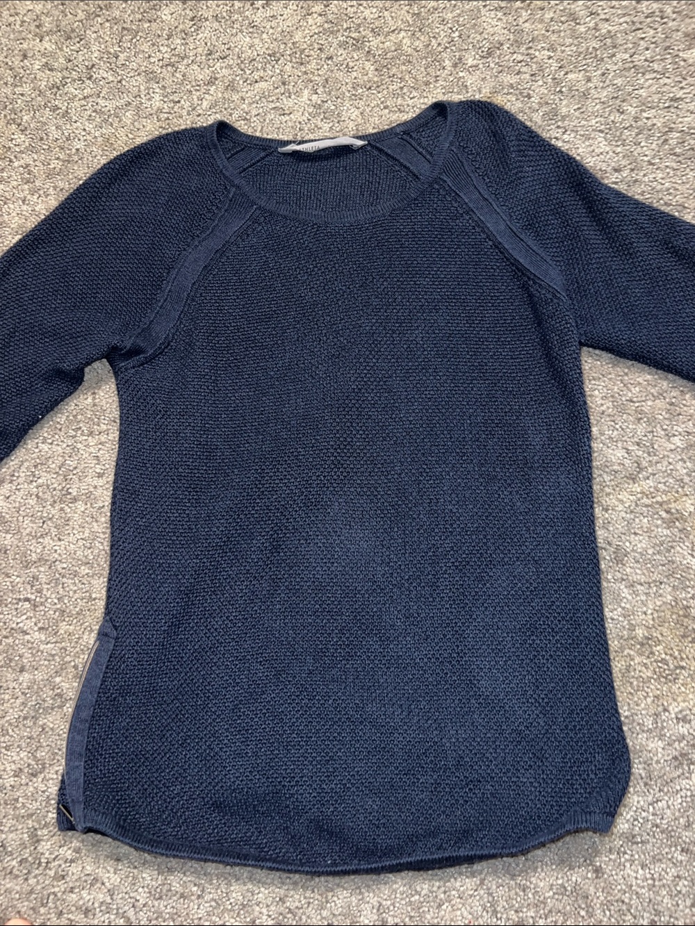 Athleta Navy Crewneck Textured Knit Sweater